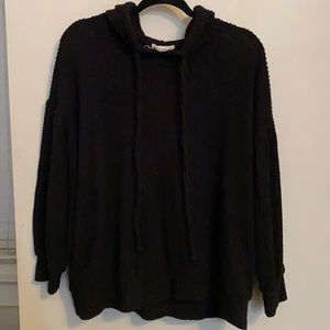 Oversized ballon sleeve waffle shirt